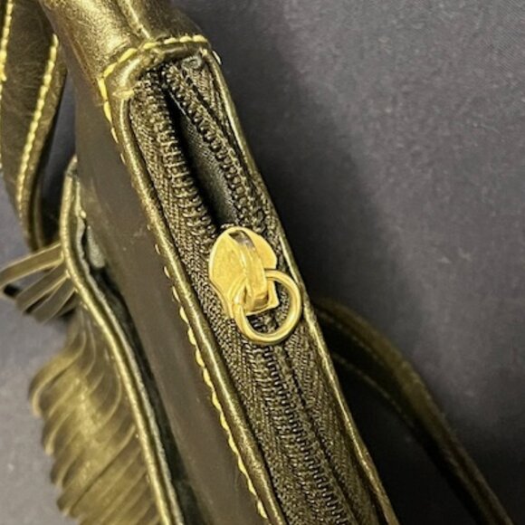 ✨HP✨Tommy Hilfiger Black Leather Fringed Mini Bag Satchel 7.5"x4.5" - Picture 16 of 16
